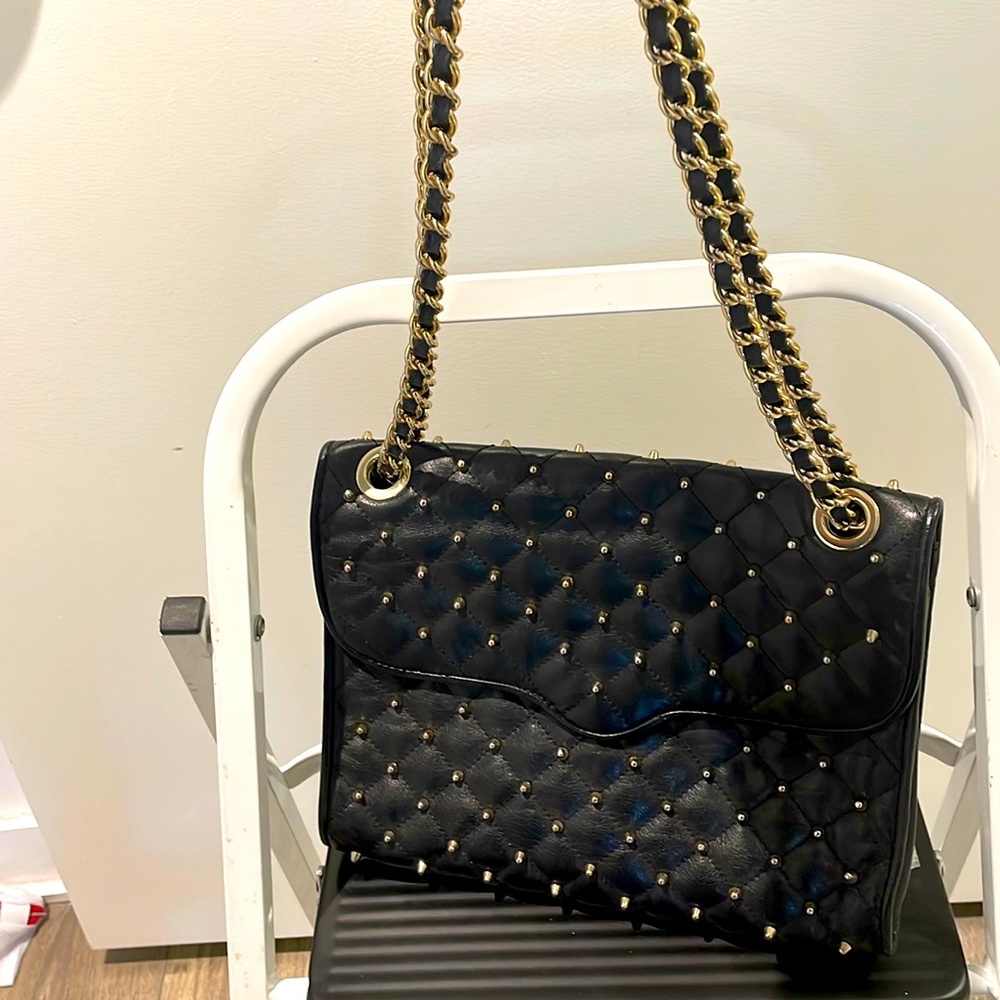 Rebecca Minkoff gold studded black quilted bag in EXCELLENT condition!